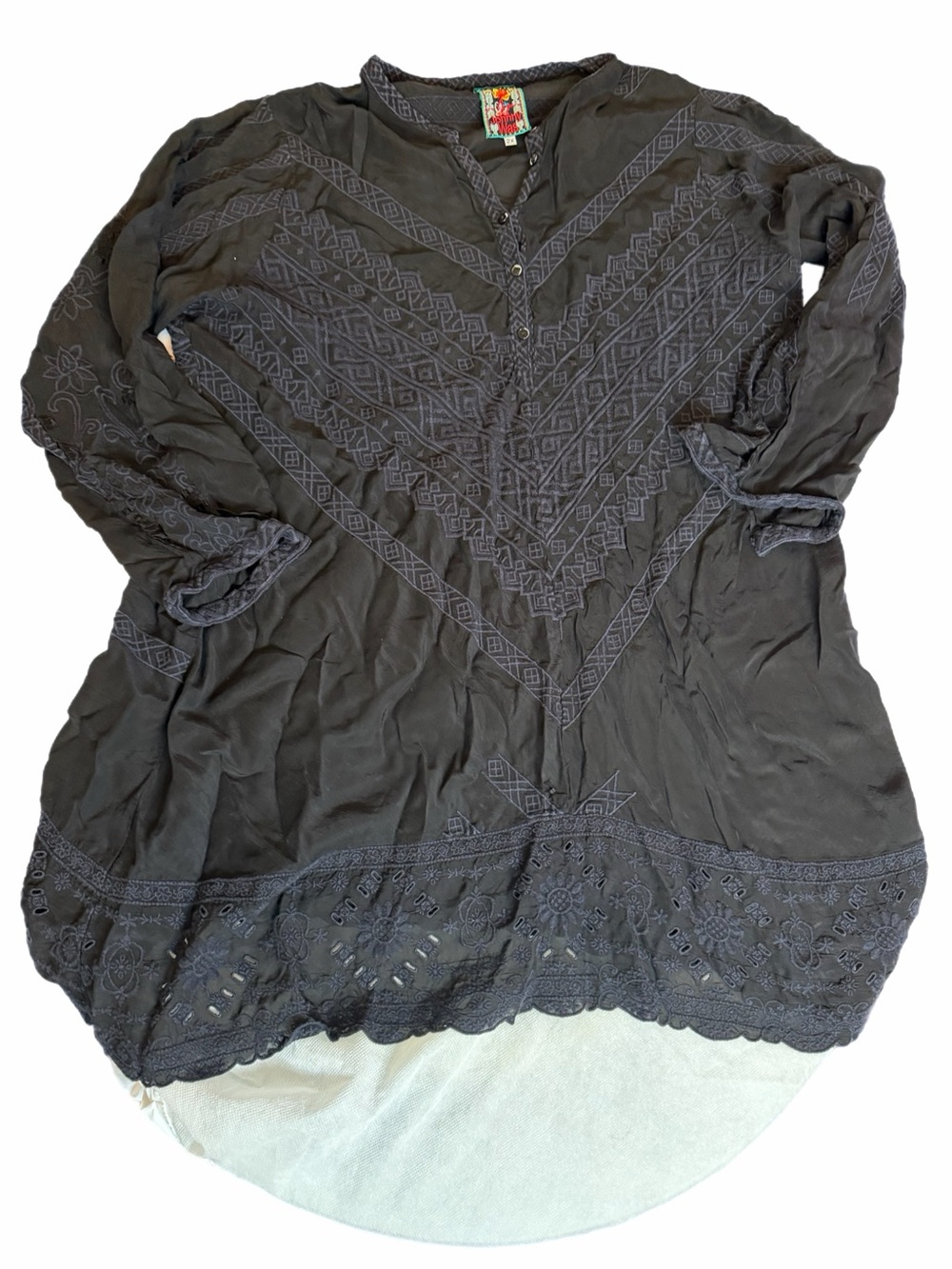Johnny Was Black Embroidered Boho Tunic Top Size 2X - Picture 7 of 9